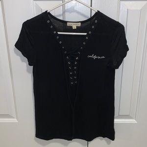 LA Hearts california lace-up tee